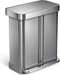 Simplehuman Abfalleimer Doppelkammer 58 l, Silber gebürstet