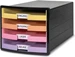 Han Schubladenbox IMPULS schwarz/pastell 1013-139, DIN A4, DIN C4 mit 4 Schubladen