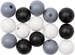 Rico Design Holzperlen Gebohrt 12 mm Schwarz-Weiss-Grau, 15 Stück