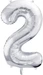 Partydeco Alu-Ballon Ziffer "2" Silber