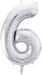 Partydeco Alu-Ballon mit der Zahl "6" Silber