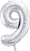 Partydeco Alu-Ball Ziffer "9" Silber