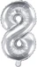 Partydeco Zahlenballon Folie 8 Silber 35-40 cm