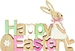 G. Wurm Aufsteller Schriftzug, Happy Easter, Hase Dekor, aus Holz bunt (B/H/T) 28x19x2cm