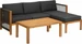 Acamp Loungeset Malaga Schwarz/Braun, 3 Sitzplätze