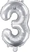 Partydeco Zahlenballon 3 Alu Silber 35cm