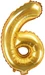 Partydeco Zahlenballon Folie 6 Gold 35-40 cm