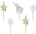 Partydeco Kerze Elefant 3-5 cm, Mehrfarbig, Detailfarbe: Grau, Gold