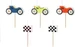 Partydeco Kerze Auto 2-3 cm, Mehrfarbig, Detailfarbe: Gelb, Blau
