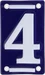 Esschert Design Hausnummer 4 7 cm, Blau/Weiss, Detailfarbe: Weiss, Blau